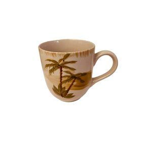 Mulberry Home Collection Coffee Mug Cup Tropical‎ Palm Beige 2007 4"